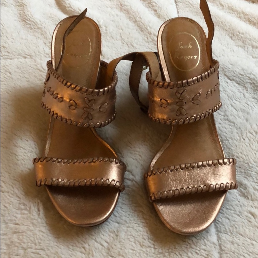 Jack Rogers, Vanessa stacked wedge, Rose Gold, 8.5